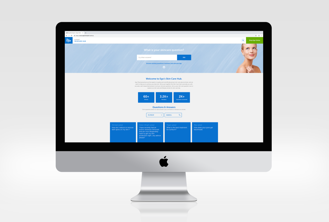 Skincare example - Ego Pharmaceuticals Andmine client