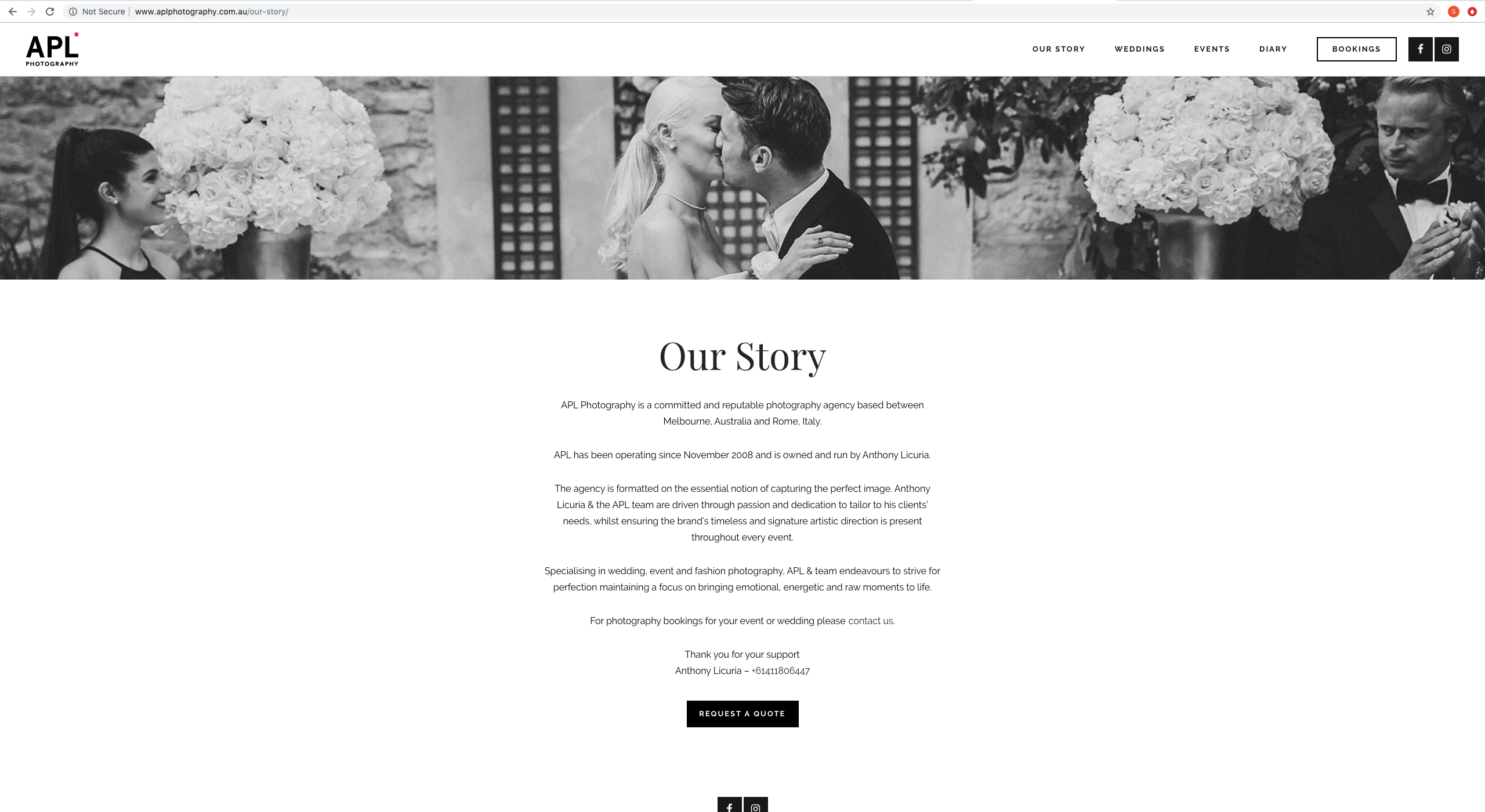 our story APL photography website